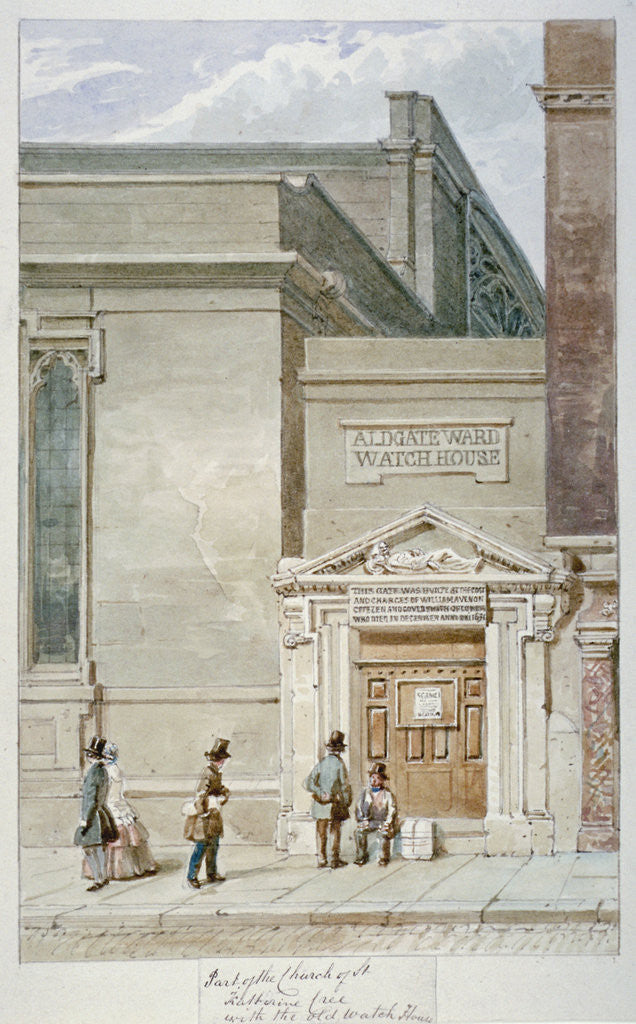 Partial view of St Katherine Cree and the Aldgate watch house, City of London by James Findlay