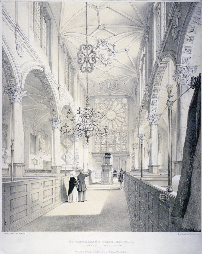 Detail of Interior view of the east end of the Church of St Katherine Cree, City of London by Day & Haghe