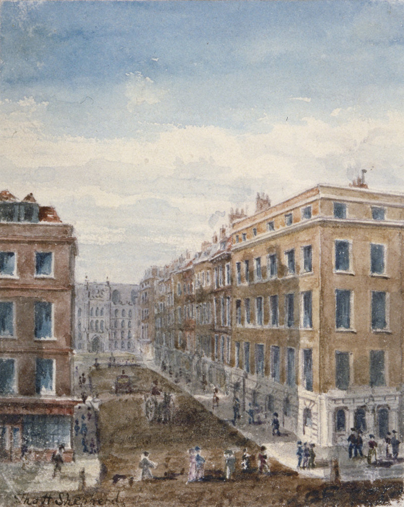 Detail of View of King Street, looking north from Cheapside to the Guildhall, City of London, 1840 by Thomas Hosmer Shepherd