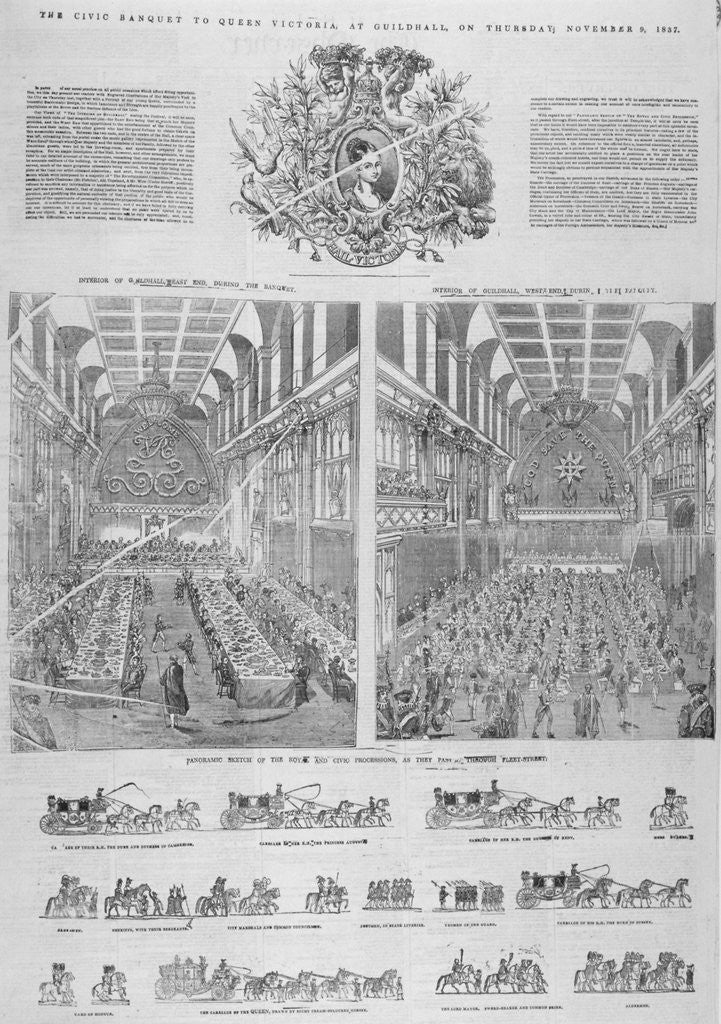 Detail of The Guildhall Civic Banquet for Queen Victoria held on 9 November 1837 by Anonymous