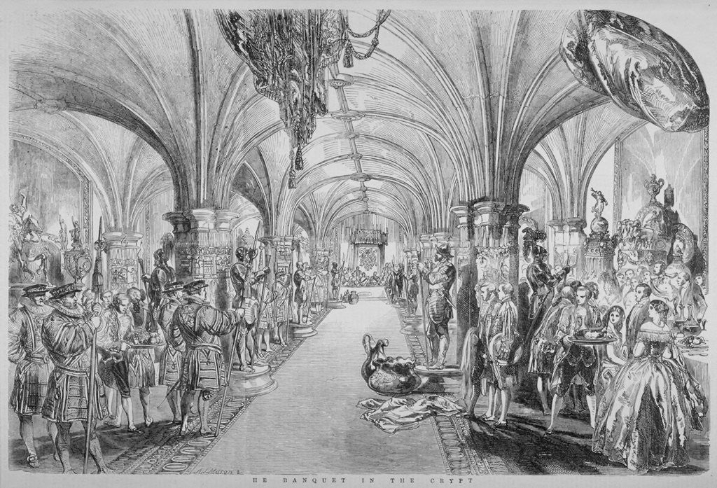 Detail of The Guildhall Crypt on the occasion of a state visit by Queen Victoria, City of London by John Abraham Mason