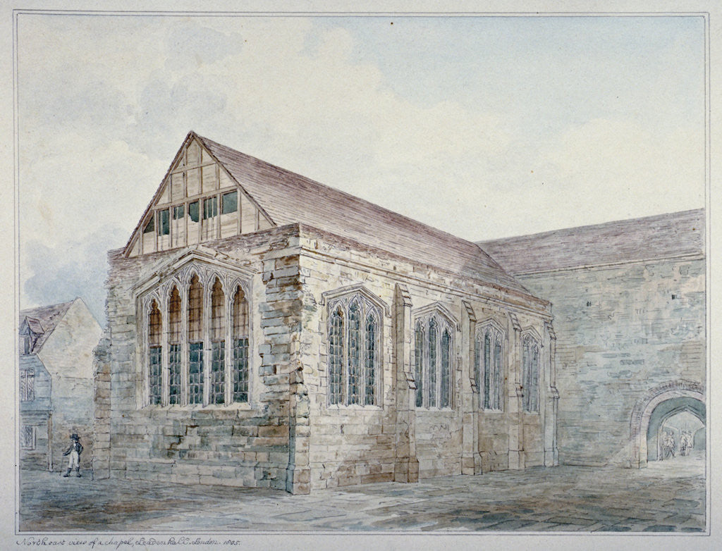 Detail of North-east view of Leadenhall Chapel, City of London by Anonymous