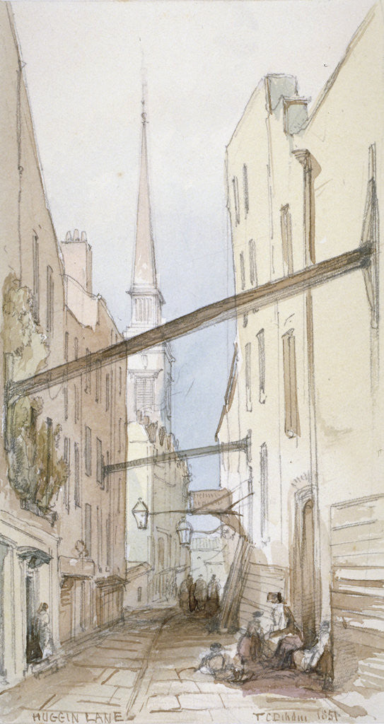 Detail of Huggin Lane, City of London by Thomas Colman Dibdin