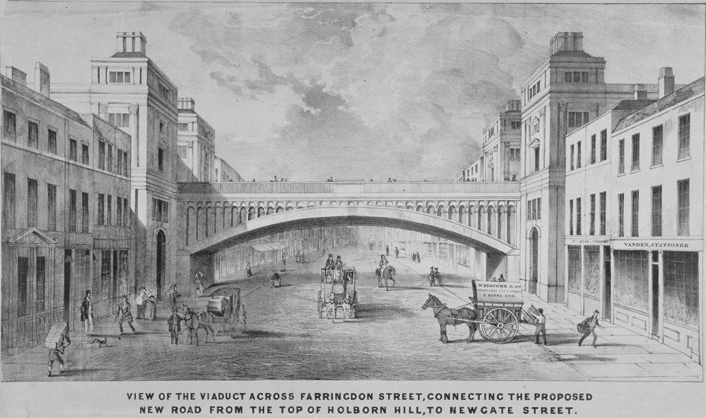 Detail of View of the proposed Holborn Viaduct across Farringdon Street, City of London by Anonymous