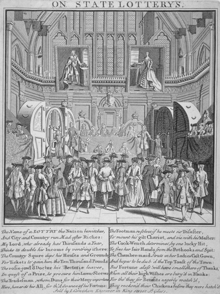 Detail of Drawing of the state lottery in the Guildhall, City of London by Anonymous