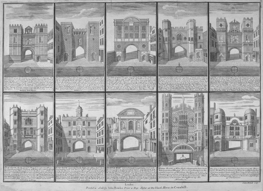 Detail of Ten gateways in the City of London and the City of Westminster by Sutton Nicholls