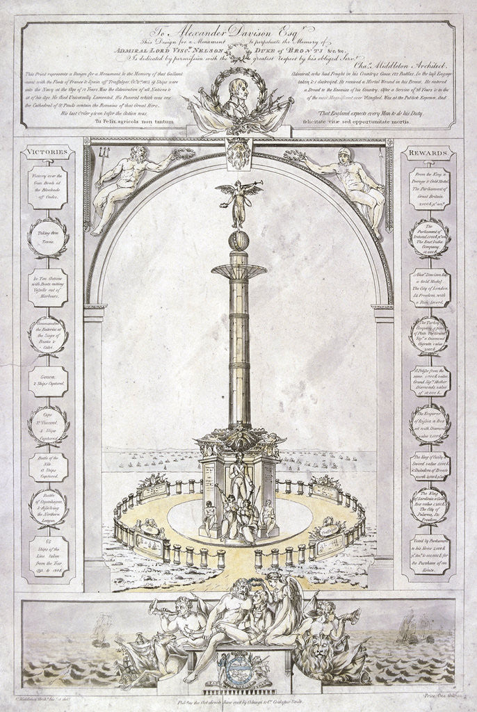Detail of Design for a monument to Admiral Lord Nelson in the form of a column by Charles Middleton