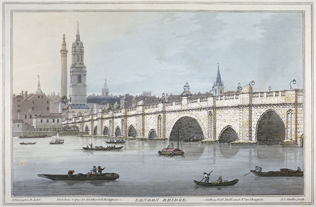 Detail of Old London Bridge by Joseph Constantine Stadler