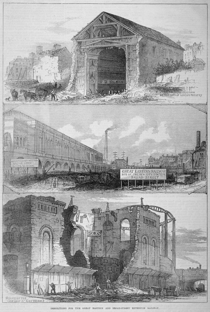 Detail of Demolitions for the Broad Street Extension of the Great Eastern Railway, City of London by Anonymous