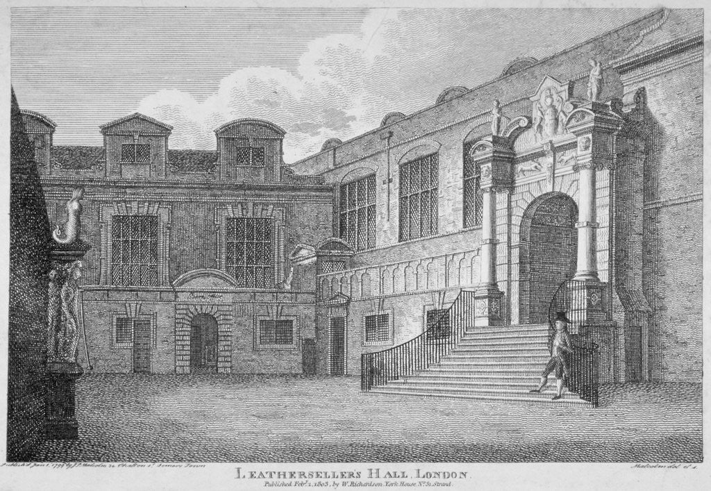 Detail of View of the courtyard, Leathersellers' Hall, City of London by James Peller Malcolm