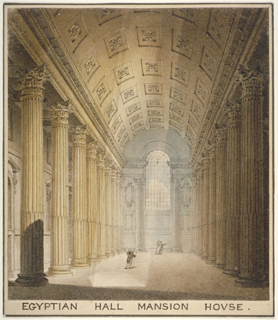 Detail of Interior view of the Egyptian Hall, Mansion House, City of London by Charles Wild