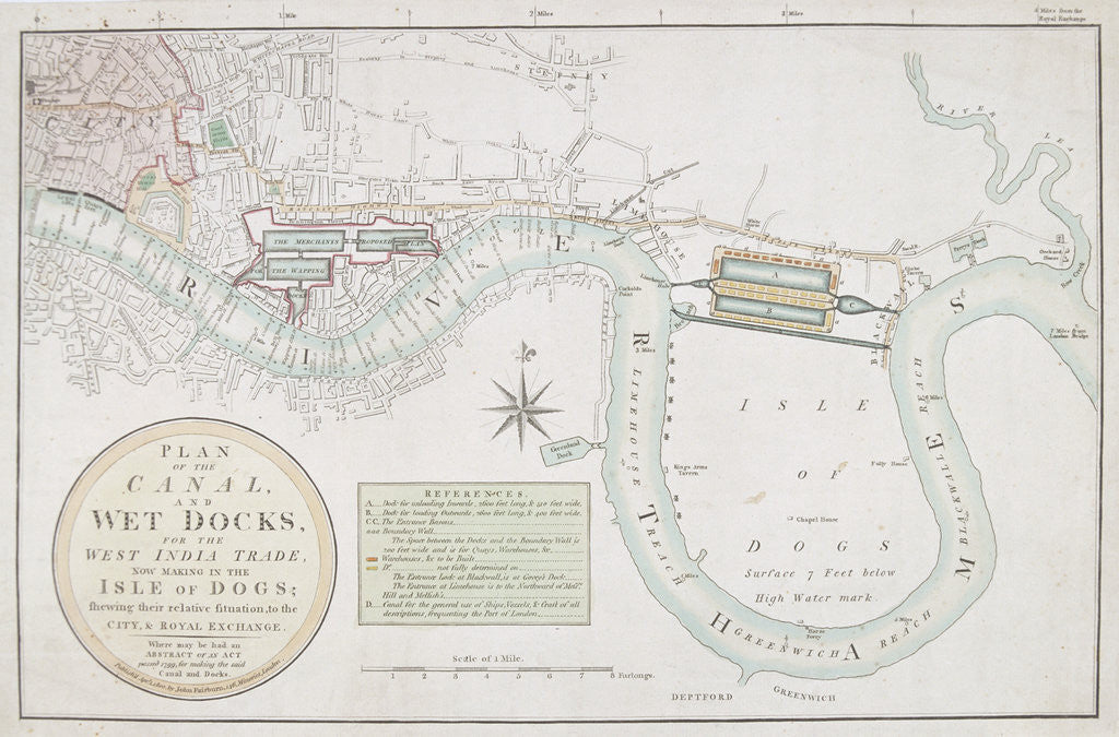 Detail of Proposed canals and docks, London by Anonymous