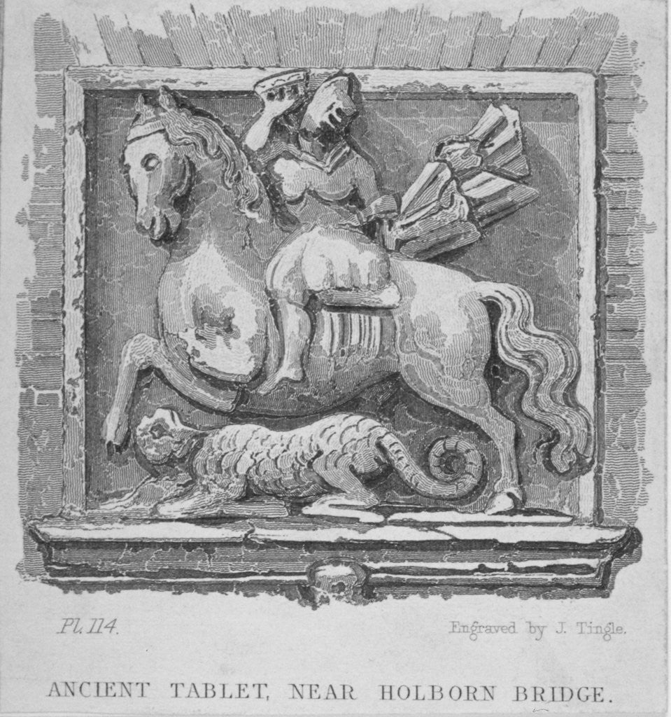 Detail of Ancient tablet, near Holborn Bridge, London by James Tingle