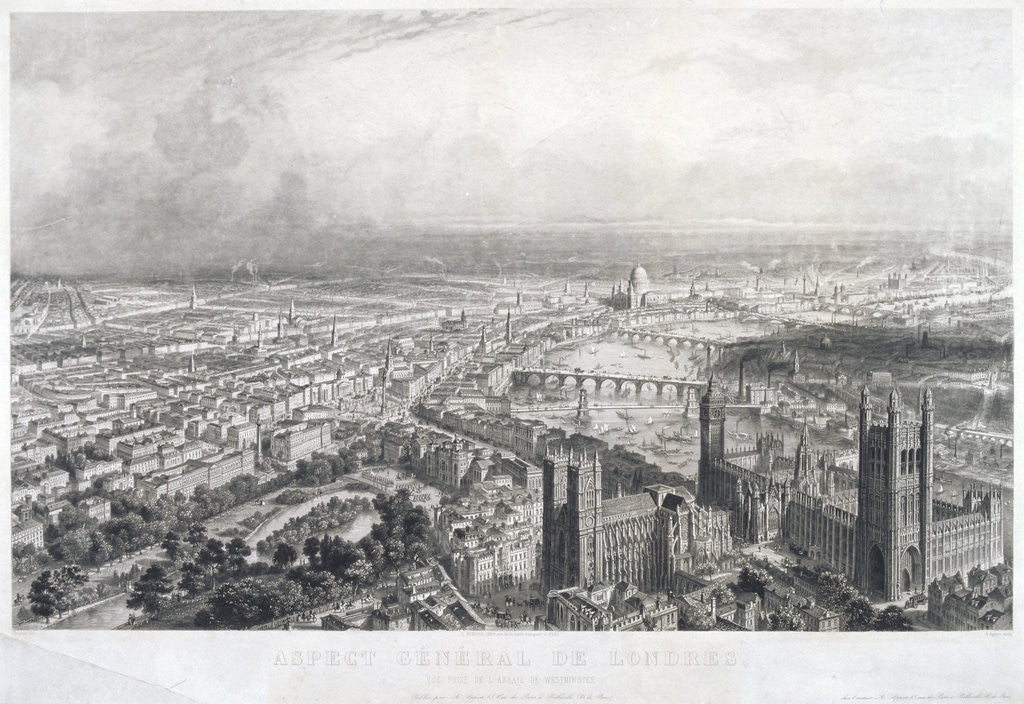 Detail of Aerial view of London by A Appert