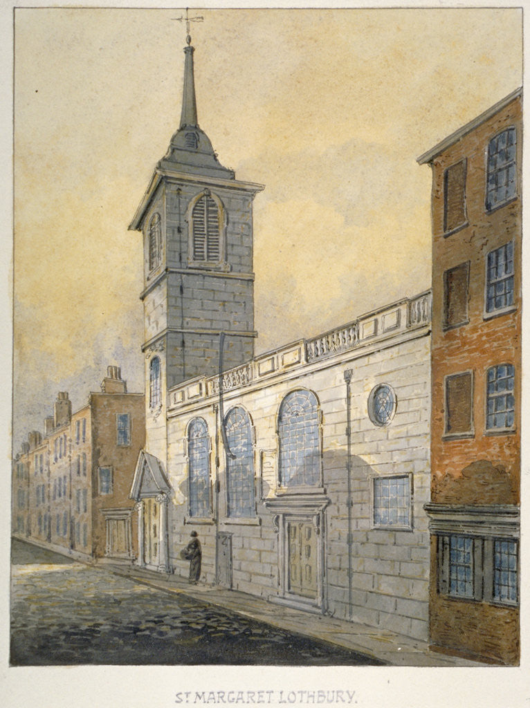 Detail of South-east view of the Church of St Margaret Lothbury, City of London by William Pearson