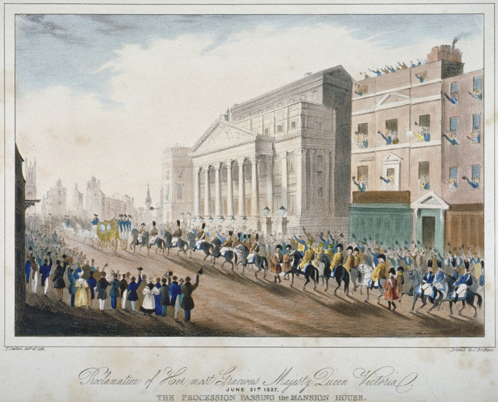 Detail of Procession passing Mansion House, City of London by E Sexton