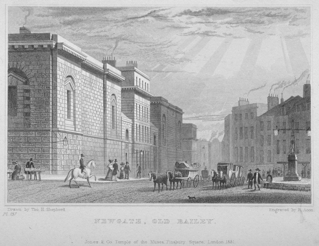 Newgate Prison, Old Bailey, City of London by R Acon