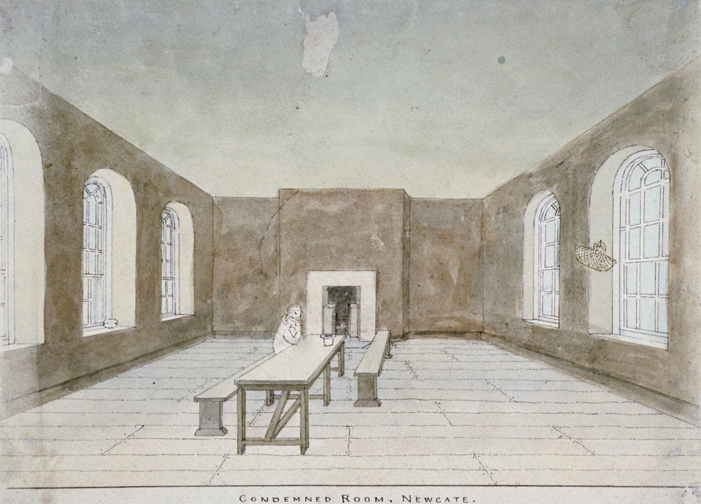 Detail of Interior of the condemned room in Newgate Prison, Old Bailey, City of London by Valentine Davis