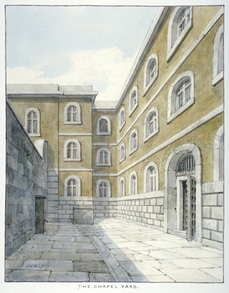 Detail of The chapel yard in Newgate Prison, Old Bailey, Newgate Prison, Old Bailey, City of London by Frederick Nash