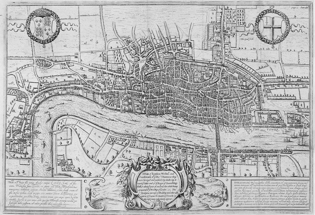 Detail of Map of the City of London and City of Westminster in c1600 by Anonymous