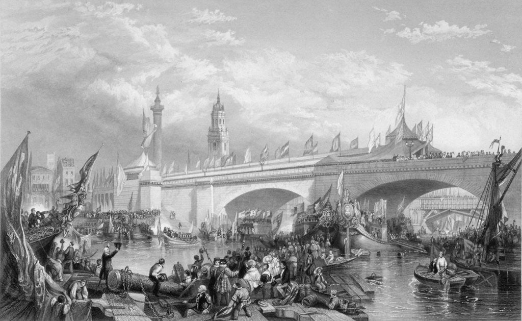 Detail of The opening of London Bridge by King William IV and Queen Adelaide by Anonymous