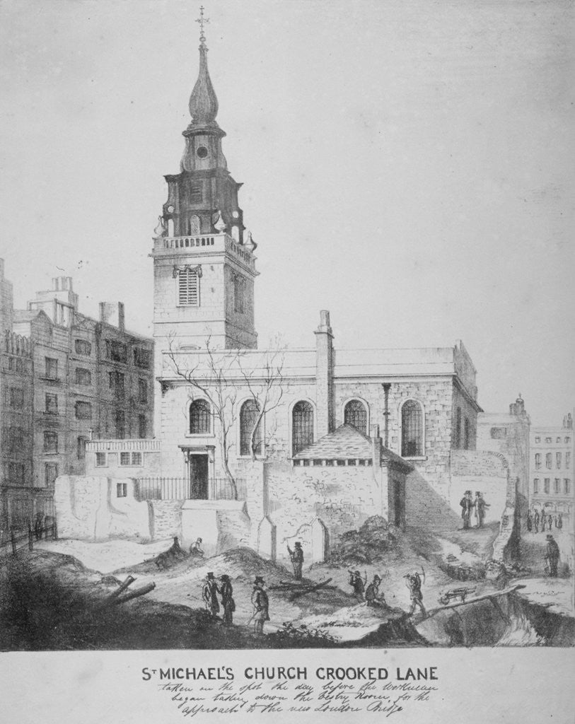 Detail of South-east view of the Church of St Michael, Crooked Lane, City of London by Anonymous