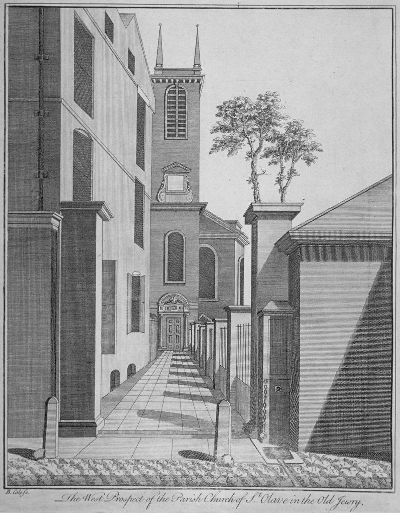 West prospect of the Church of St Olave Jewry from Ironmonger Lane, City of London by Benjamin Cole