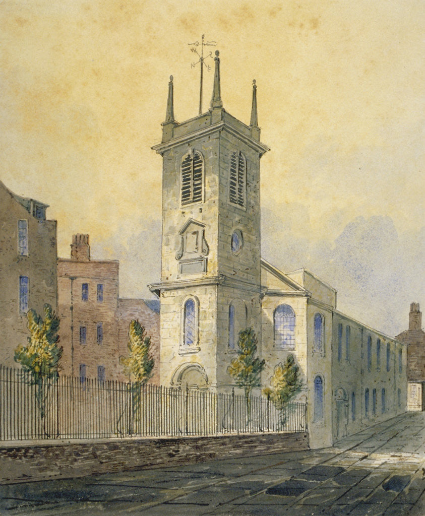 Detail of South-west view of the Church of St Olave Jewry, City of London by William Pearson