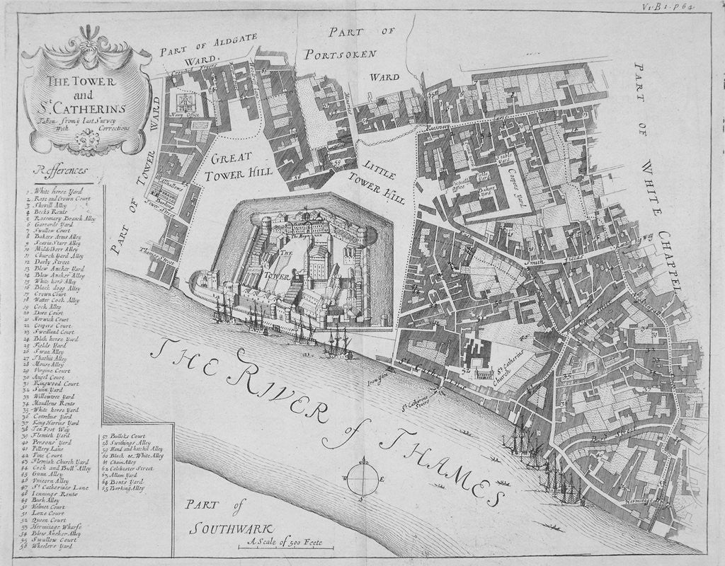 Detail of Map of the area around the Tower of London and St Katharine by the Tower, Stepney, London by Anonymous