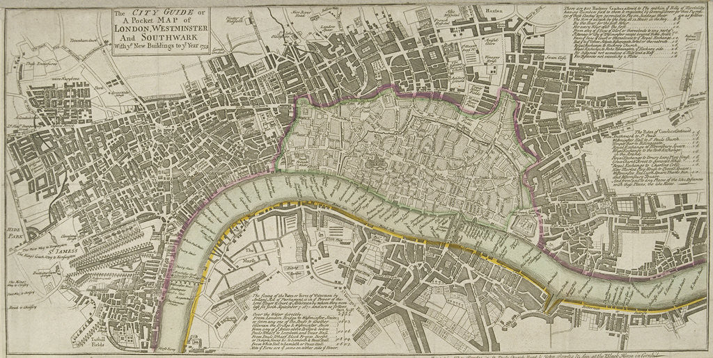 Detail of Map of London by Anonymous