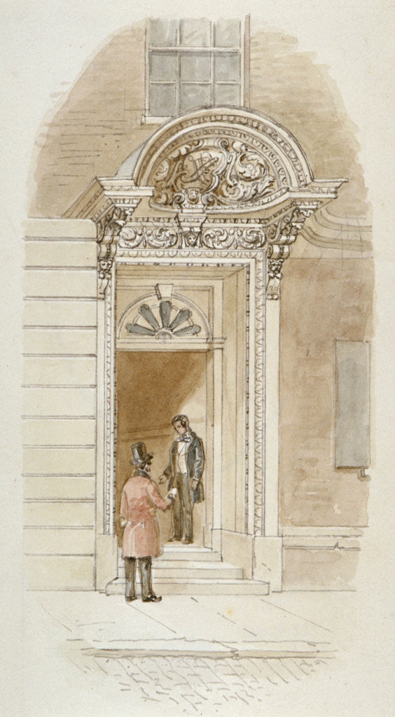 Detail of View of the doorway of no 4 Mincing Lane, City of London by James Findlay