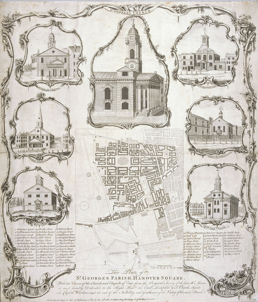 Detail of Map of the parish of St George Hanover Square in the City of Westminster, London by Anonymous