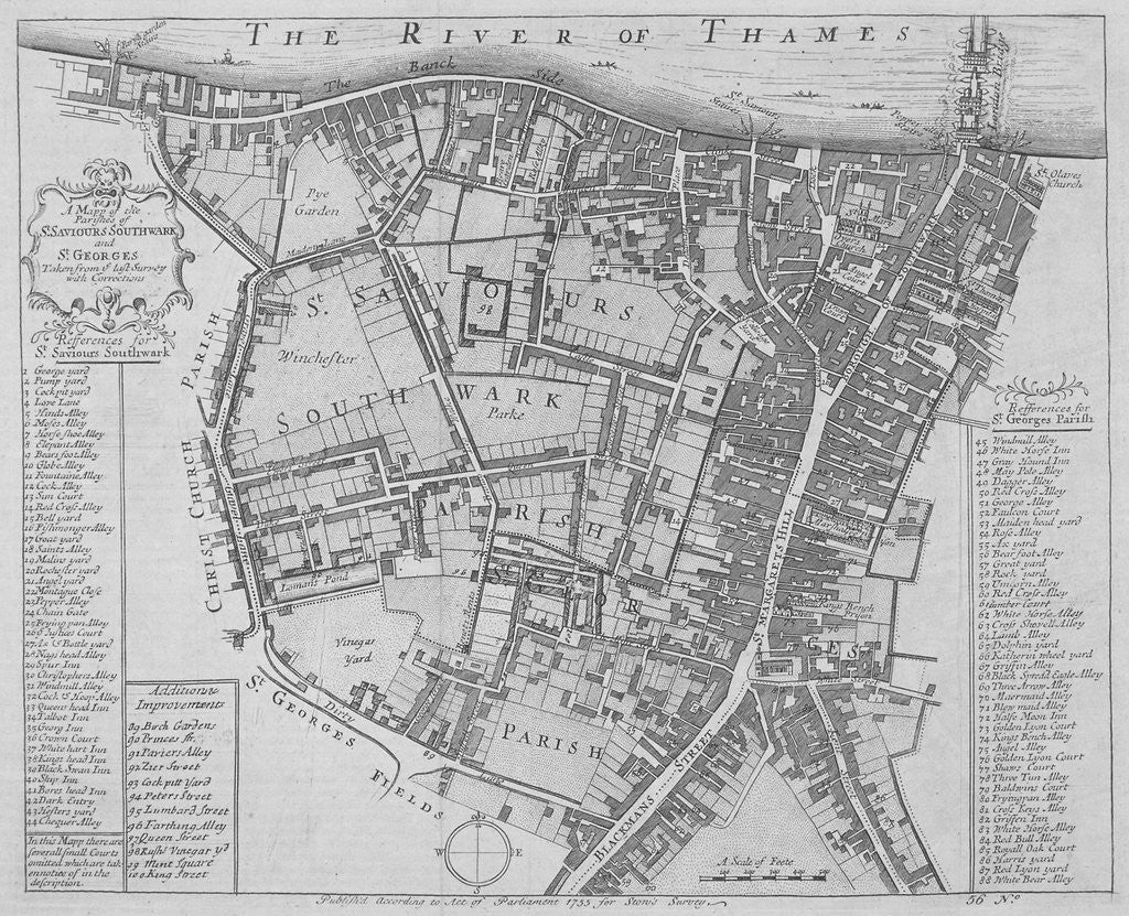 Map of the Parishes of St George's and St Saviour's, Southwark, London by Anonymous