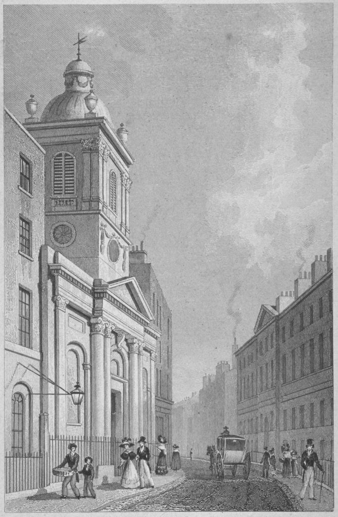 Detail of View of the Church of St Peter-le-Poer and Old Broad Street, City of London by Thomas Barber
