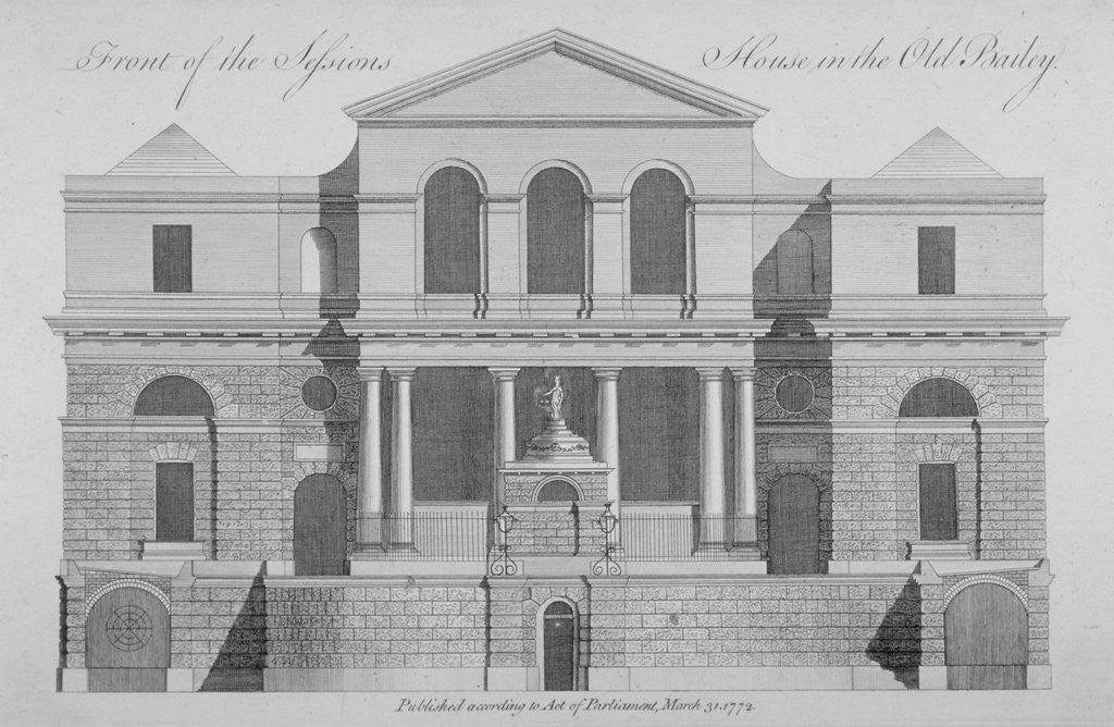 Detail of Front view of the Sessions House, Old Bailey, City of London by Anonymous