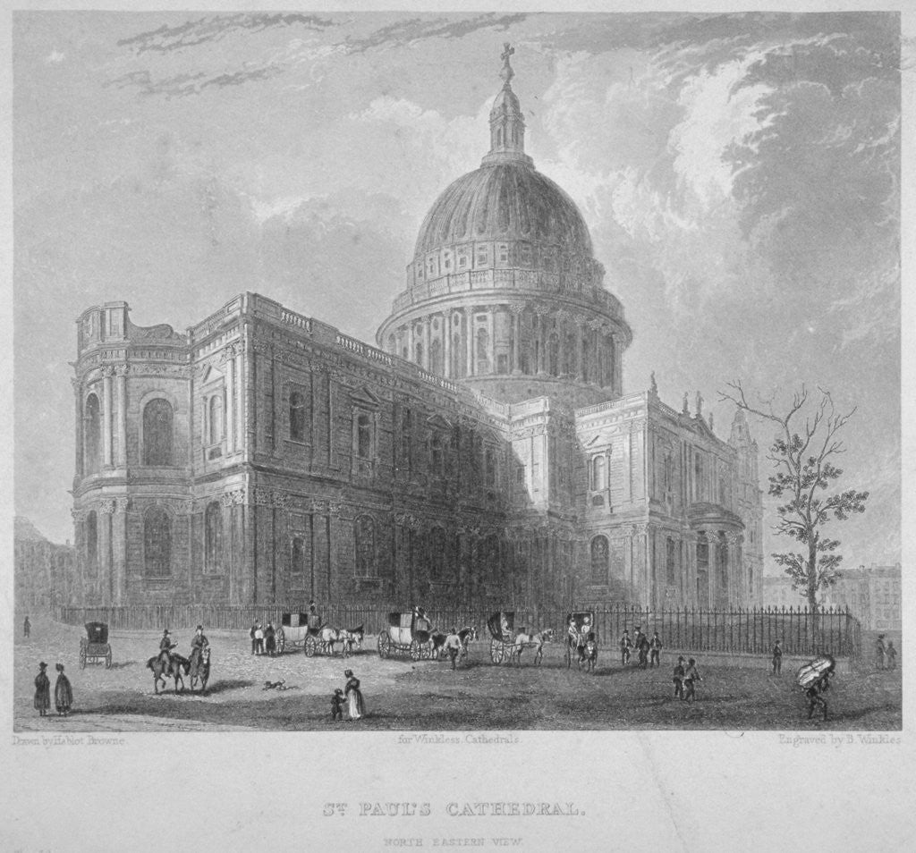 Detail of North-east view of St Paul's Cathedral, City of London by Benjamin Winkles
