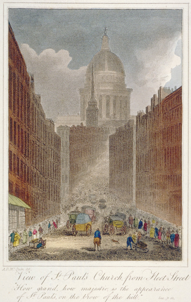 Detail of View along Fleet Street towards St Paul's Cathedral, City of London by Anonymous