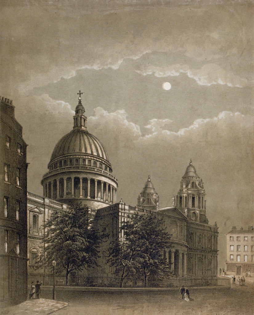 Detail of North-east view of St Paul's Cathedral by moonlight, City of London by Anonymous