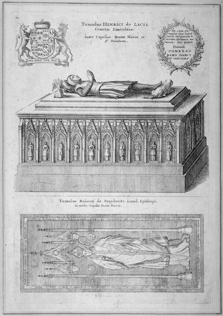 Detail of Monument of Henry de Lacy, Earl of Lincoln, in the old St Paul's Cathedral, City of London by Wenceslaus Hollar