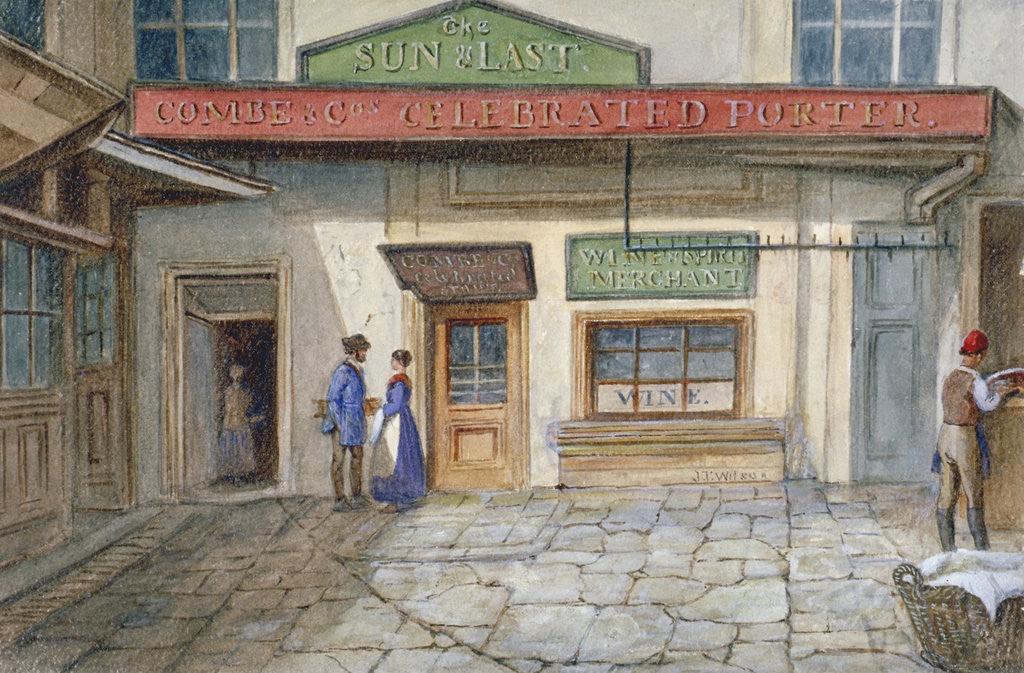Detail of View of the Sun and Last inn in Newgate Market, Paternoster Square, City of London by JT Wilson