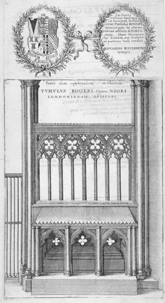 Detail of Tomb of Roger Niger, Bishop of London, in old St Paul's Cathedral by Wenceslaus Hollar