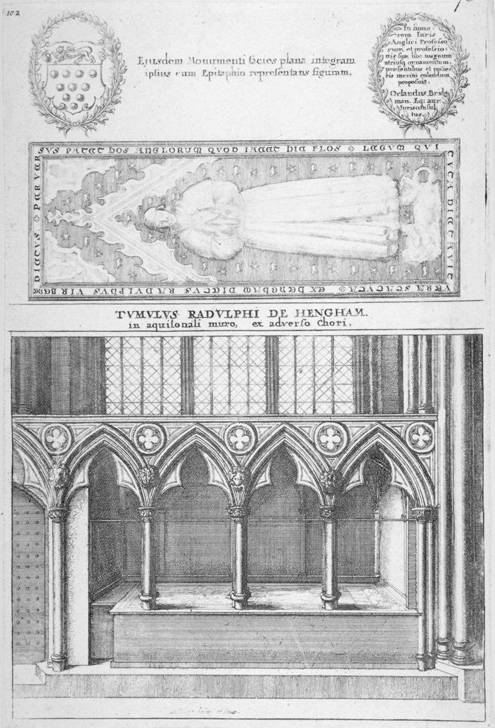 Detail of Tomb of Sir Ralph de Hengham in old St Paul's Cathedral, City of London by Wenceslaus Hollar