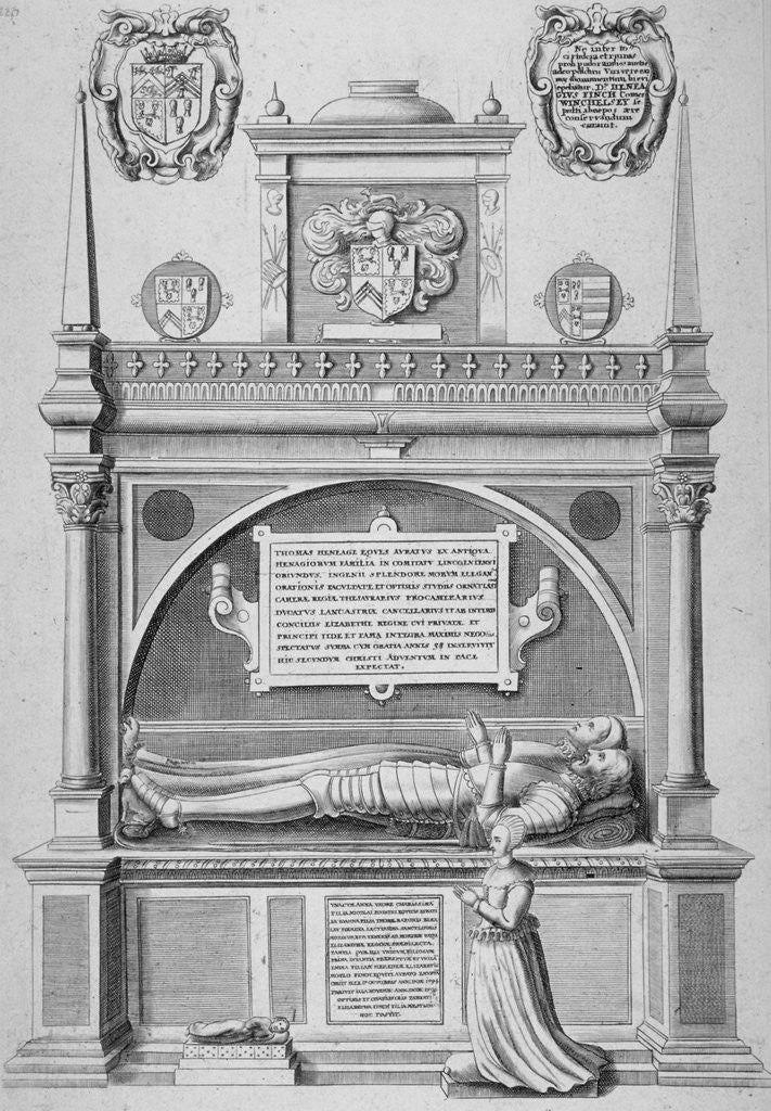 Detail of Monument of Sir Paul Heneage in old St Paul's Cathedral, City of London by Wenceslaus Hollar