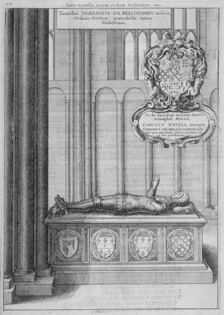 Detail of Tomb of John Beauchamp in old St Paul's Cathedral, City of London by Wenceslaus Hollar