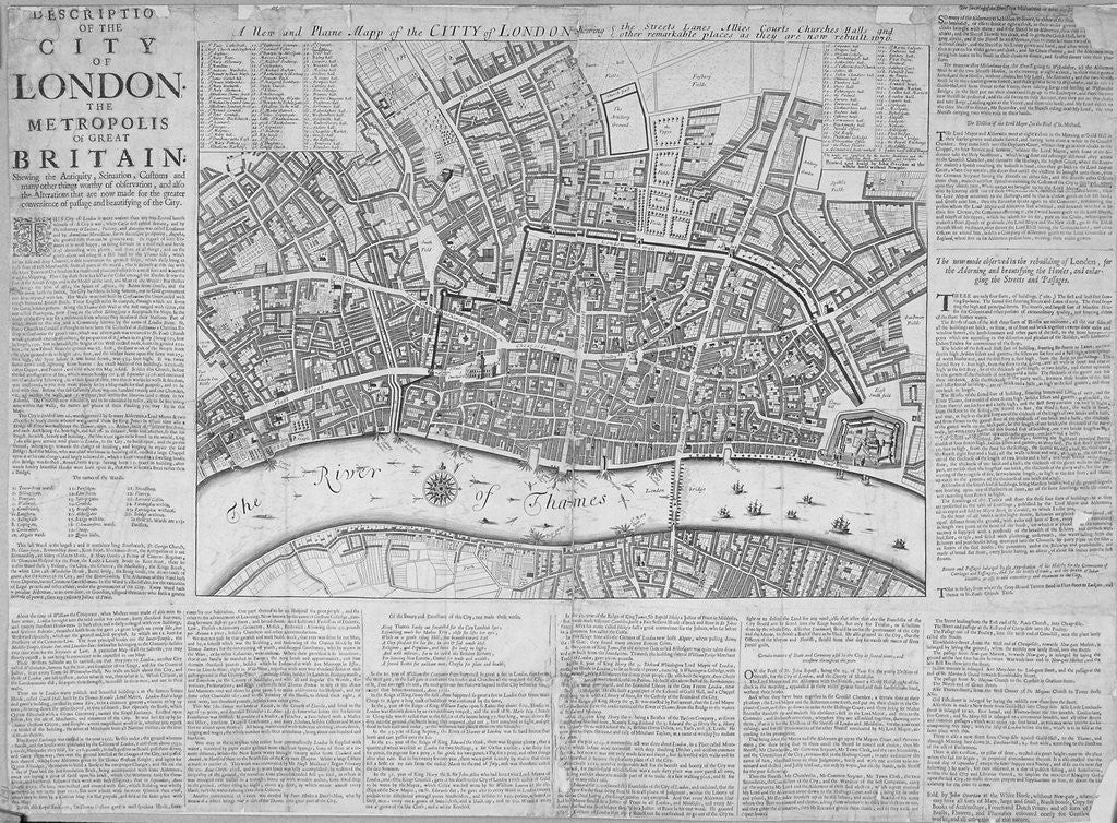 Detail of Map of the City of London surrounded by descriptive text by Anonymous