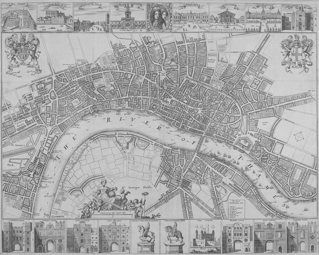 Detail of Map of the Cities of London and Westminster and Southwark by Anonymous