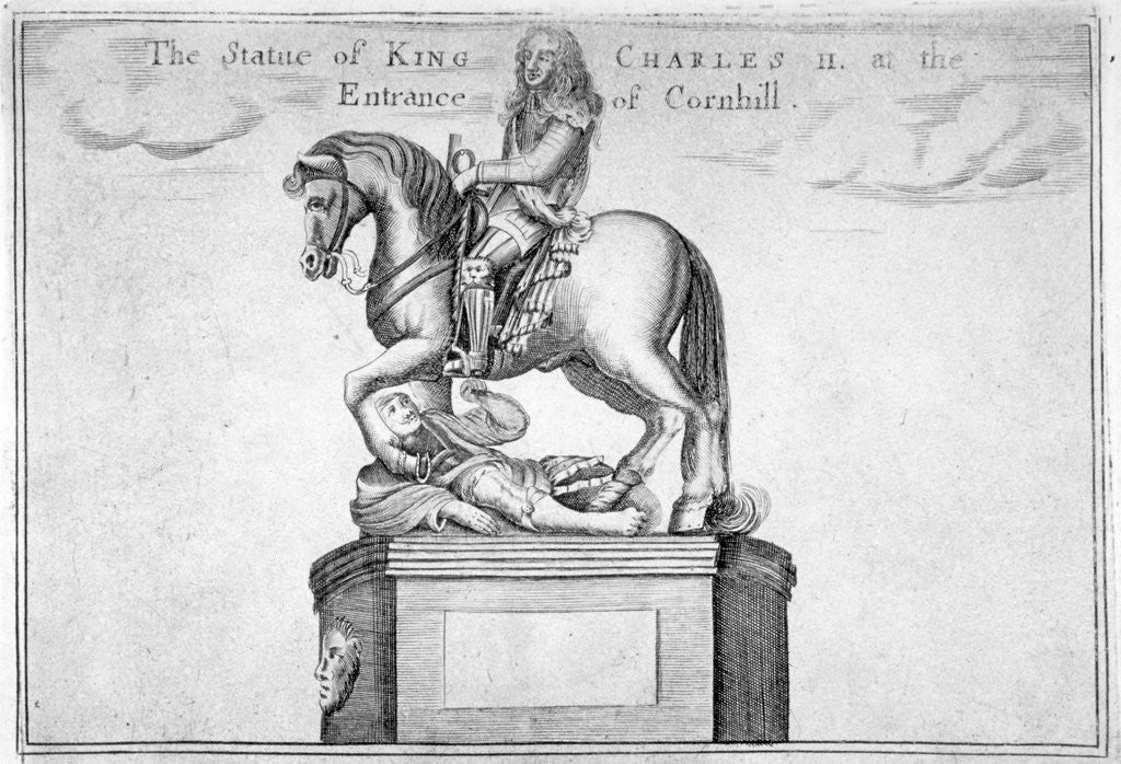 Detail of Statue of Charles II at the entrance of Cornhill in the Stocks Market, Poultry, London by Anonymous