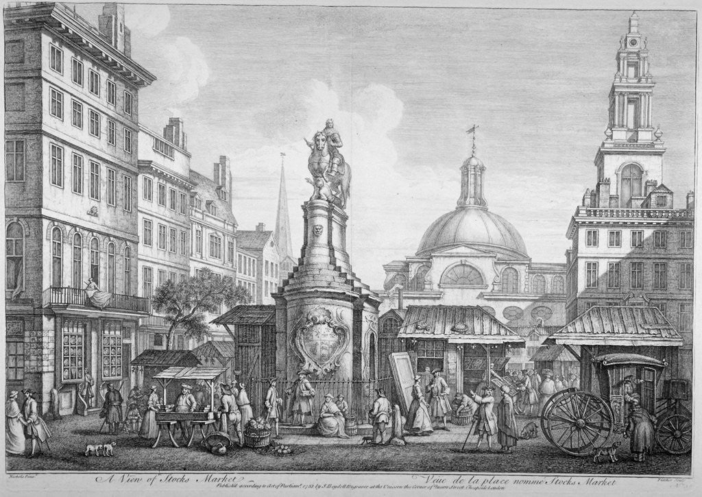 Detail of View of the Stocks Market, Poultry, City of London by Henry Fletcher