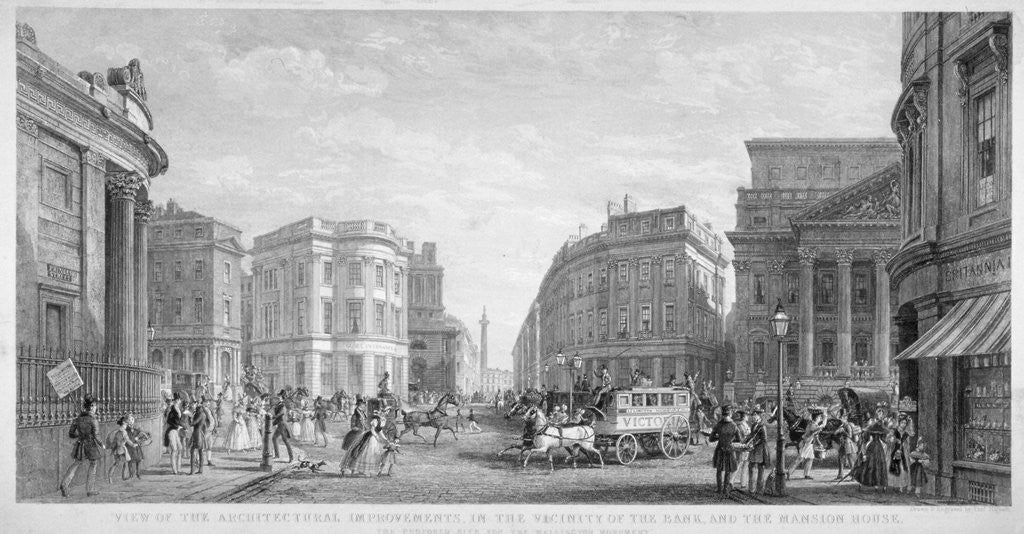 Detail of The Bank of England and the newly-straightened Prince's Street, City of London by Thomas Higham