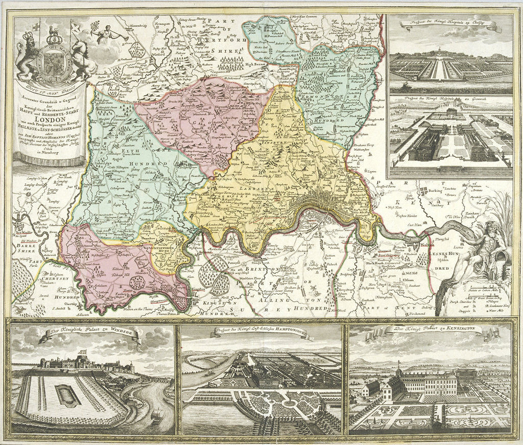 Detail of Map of London and surrounding counties by Anonymous